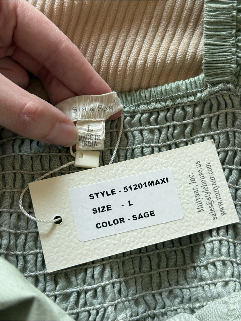 NWT Sim & Sam Sage Green Flutter Sleeve Tiered Maxi Dress 100% Cotton Large - Picture 6 of 9